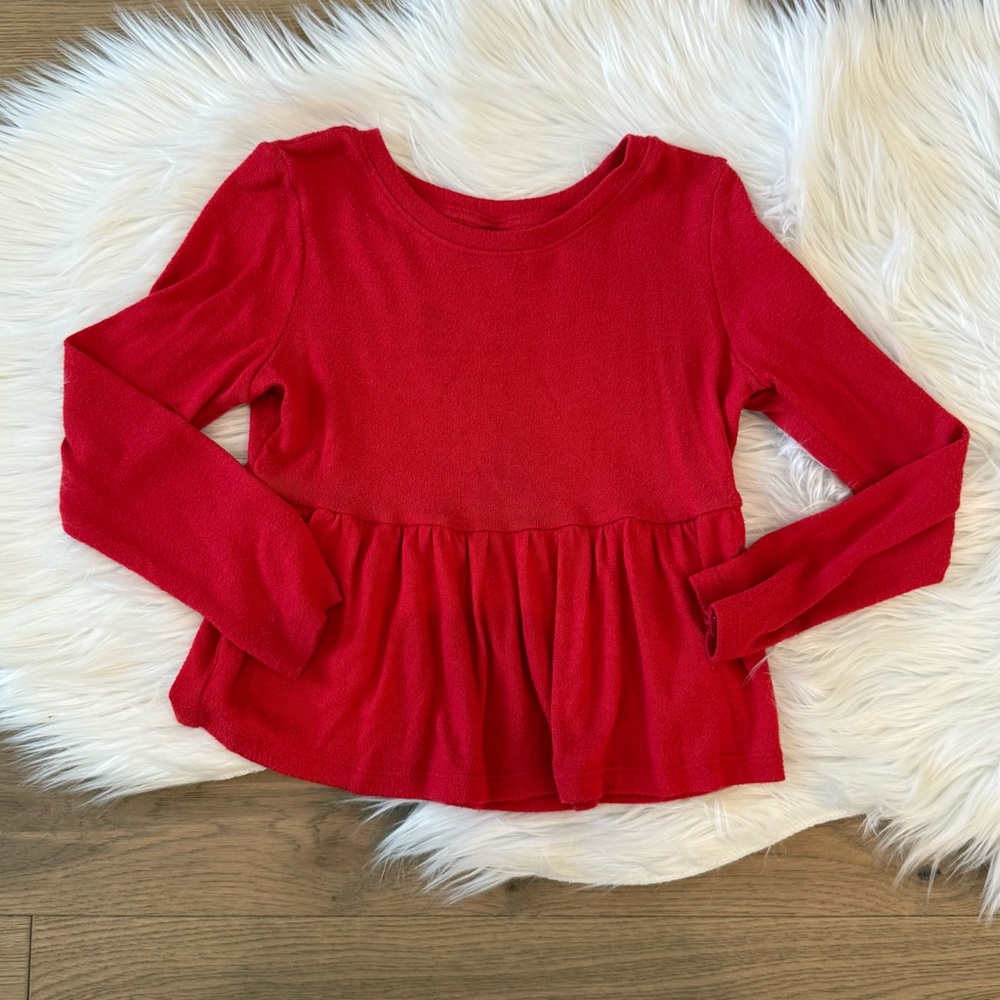 Old Navy Vibrant Red Long Sleeve Kids Tee